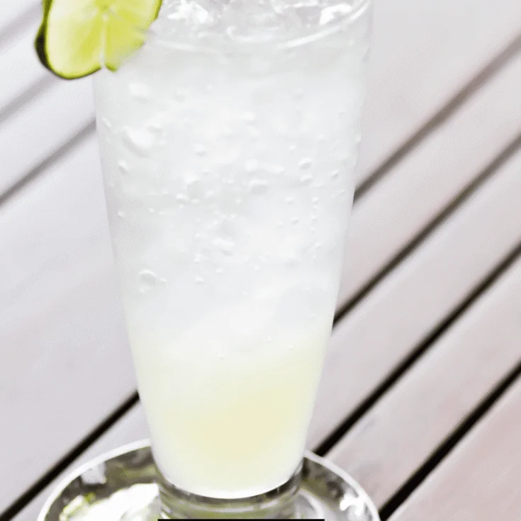 RumChata and Malibu cocktail with lime and soda