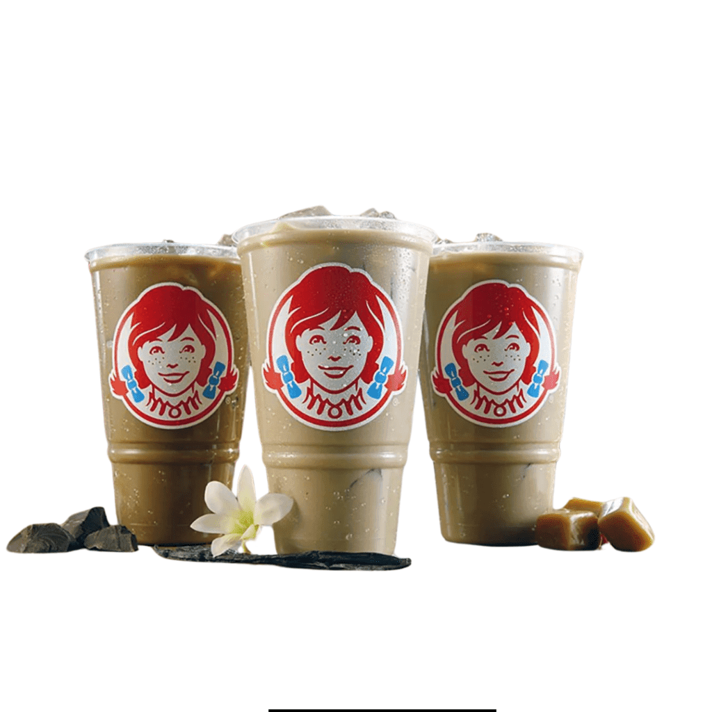 Three glasses of Wendy's Vanilla Frosty Cream Cold Brew