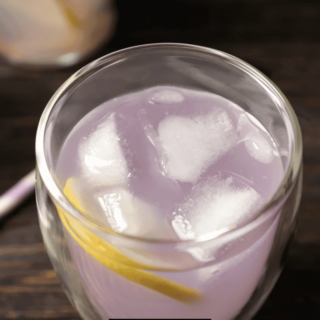 Lavender Lemonade Sprite served with ice cubes